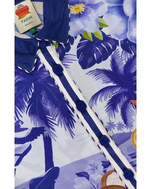 Farm Rio Blue Long Sleeve Shirt