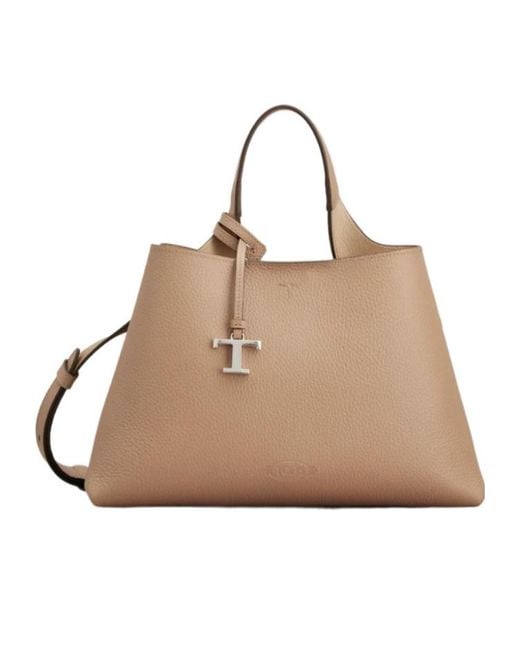 Tod's Natural Logo Printed Small Tote Bag