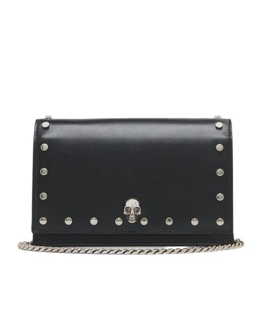 Alexander McQueen Black Small Skull Studded Shoulder Bag