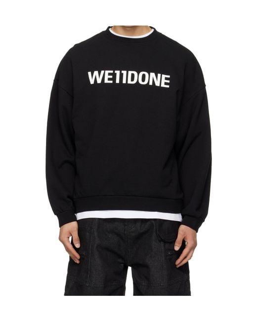 we11done Black Long-Sleeved Crew Neck Sweatshirt for men