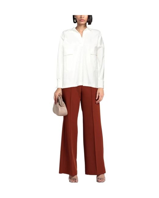 Max Mara White Solid-Color Long-Sleeved Shirt