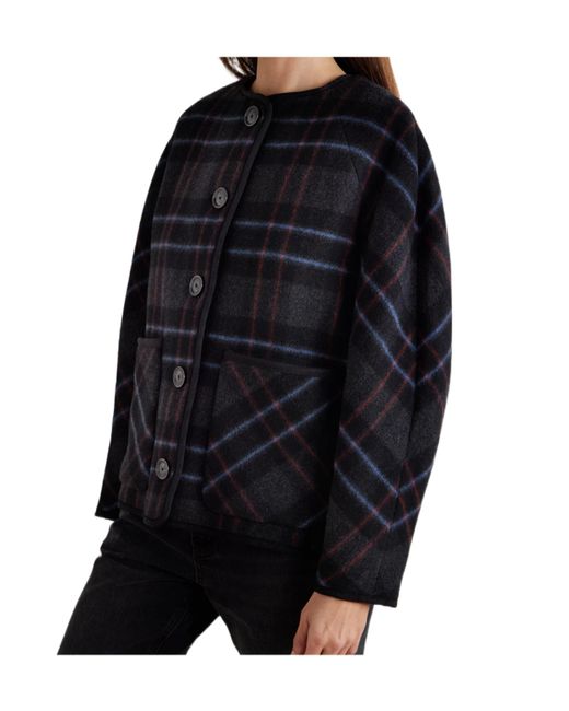 Veronica Beard Black Martine Scarf-Detailed Checked Jacket
