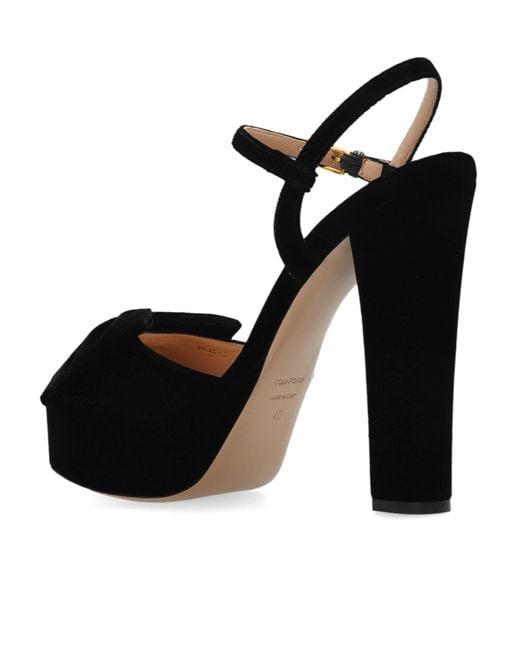 Tom Ford Black Bow-Detailed Platform Sandals