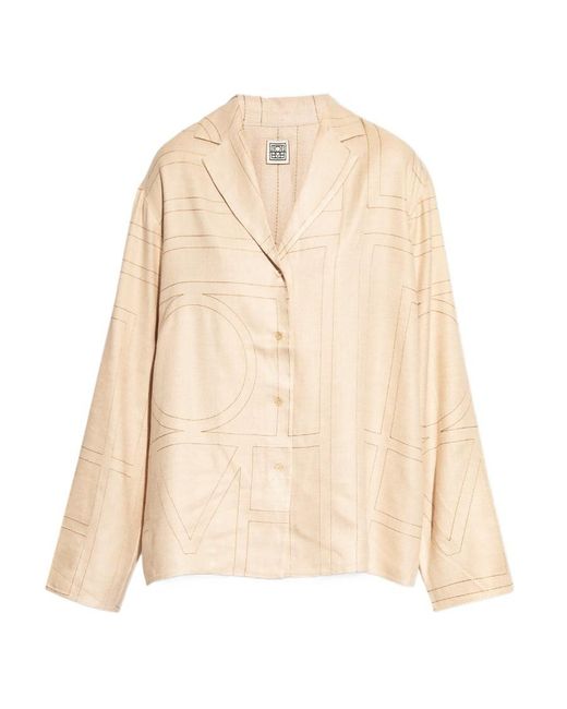 Totême  Natural Totême Single Breasted Long-Sleeved Blouse
