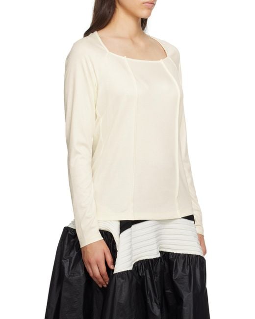 Issey Miyake White Pleated Long-Sleeved T-Shirt