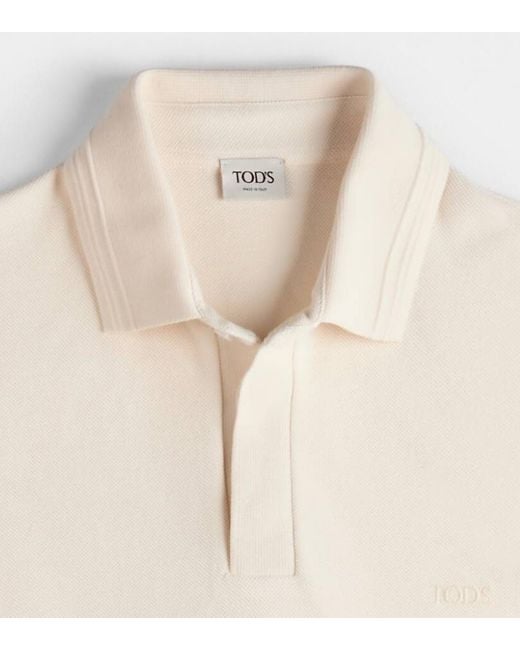 Tod's White Logo-Embroidered Polo Shirt for men