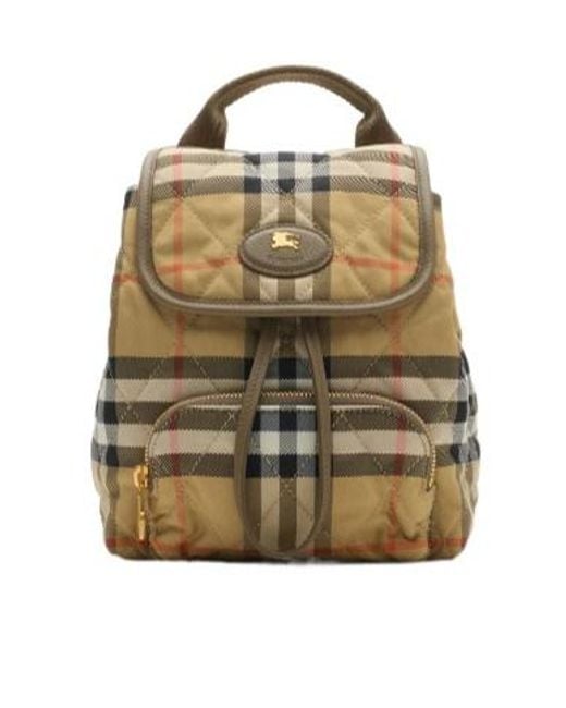 Burberry Natural Logo Patch Checked Quilted Backpack