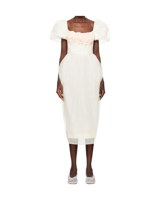 Simone Rocha White Bust Detail Carnation Dress