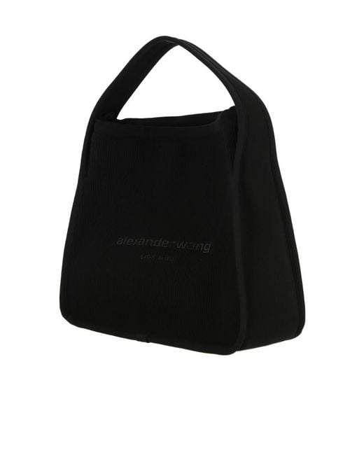 Alexander Wang Black Ryan Ribbed Knit Large Tote Bag