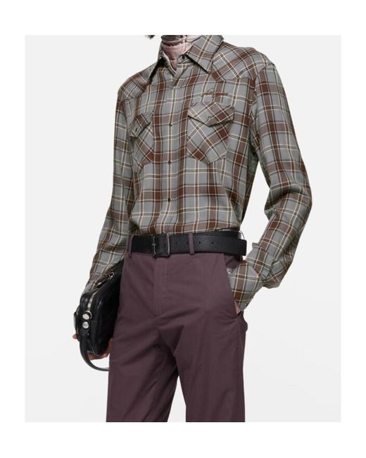 Acne Gray Checked Button-Down Shirt for men