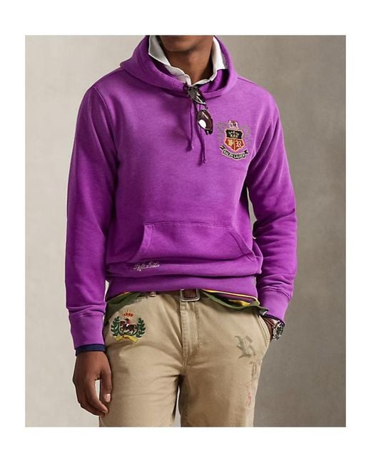 Polo Ralph Lauren Purple Crest-Embroidered Hoodie for men