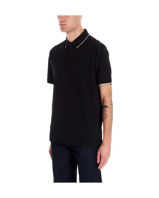 Zegna Black Logo Embroidered Polo Shirt for men
