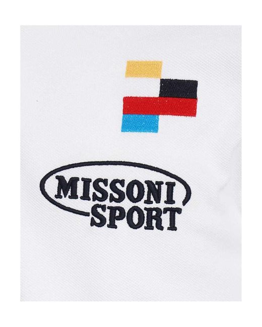 Missoni White Short-Sleeved Polo Shirt for men