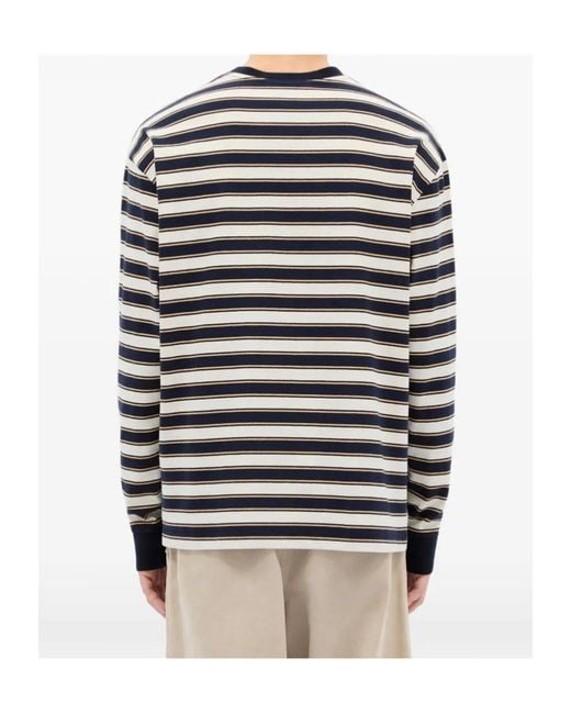 MSGM Gray Long-Sleeved Striped T-Shirt for men
