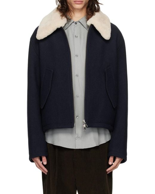 AMI Blue Long-Sleeved Zipped Jacket for men