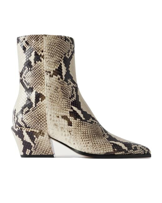 Paris Texas Natural Snakeeffect Squaretoe Blockheel Ankle Boots