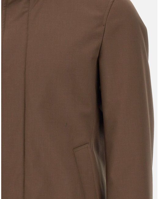 Herno Brown Stand-Collar Parka for men