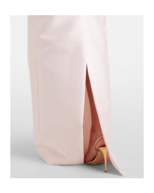 Monique Lhuillier White Bow-Detail Satin Gown