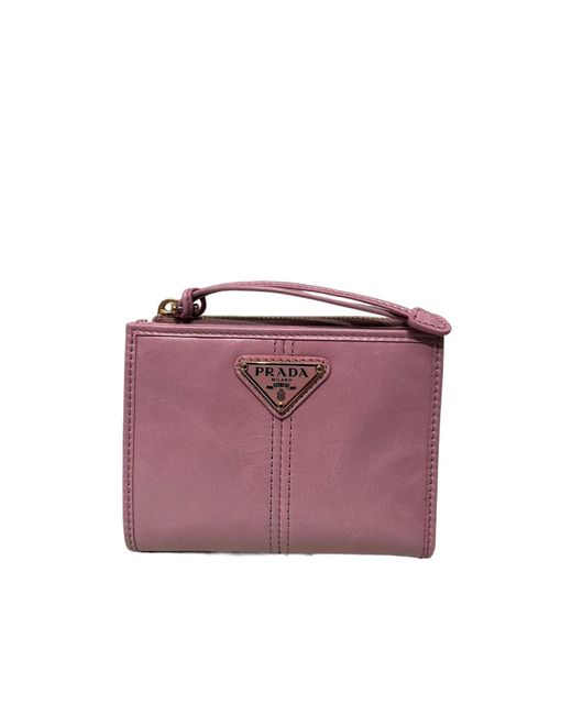 Prada Purple Triangle-Logo Bi-Fold Wallet