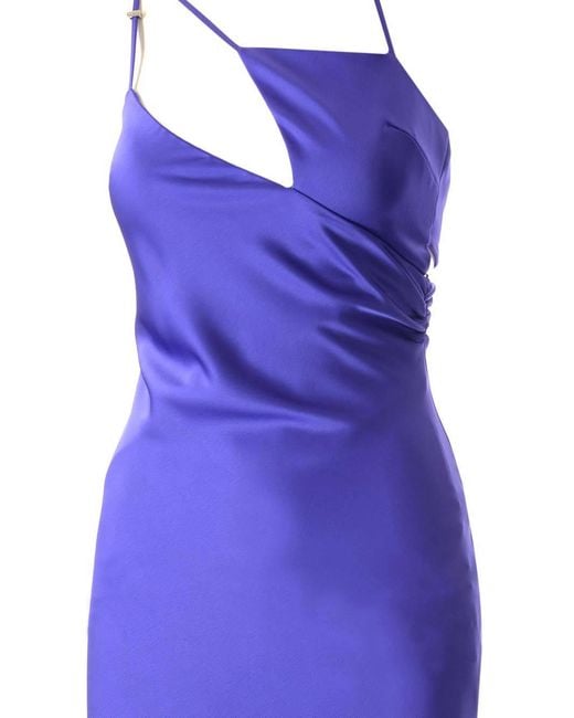 The Attico Purple The Melva Asymmetrical Maxi Dress