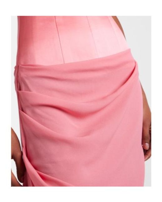 Alex Perry Pink Draped Silk Gown