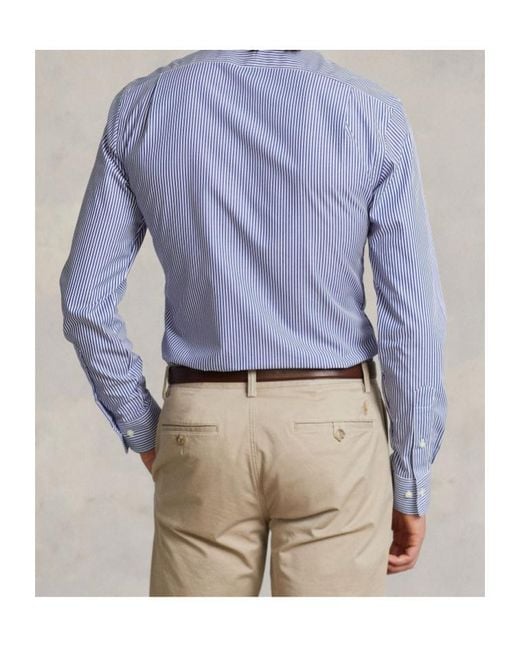 Polo Ralph Lauren Blue Slim Fit Striped Shirt for men