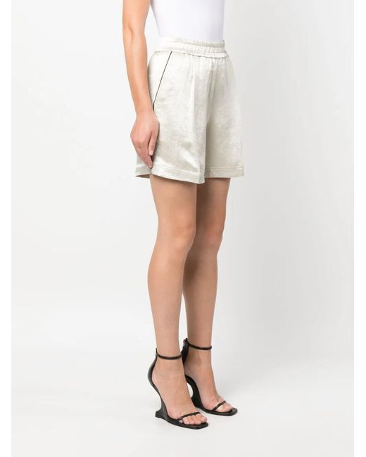 Helmut Lang White Straight-Cut Crinkled Shorts