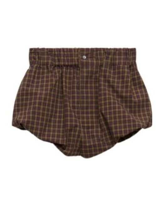 Marni Brown Poplin Bloomers With Checked Pattern