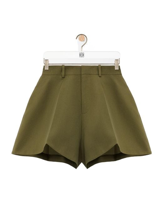 Loewe Green Trapeze Mid-Waist Shorts