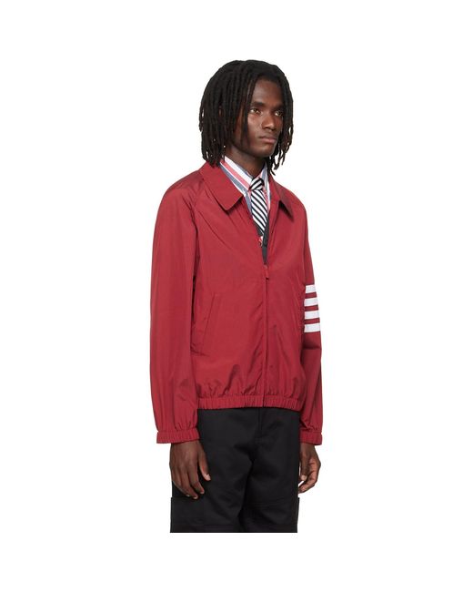 Thom Browne Red Ripstop Raglan Coach Jacket for men