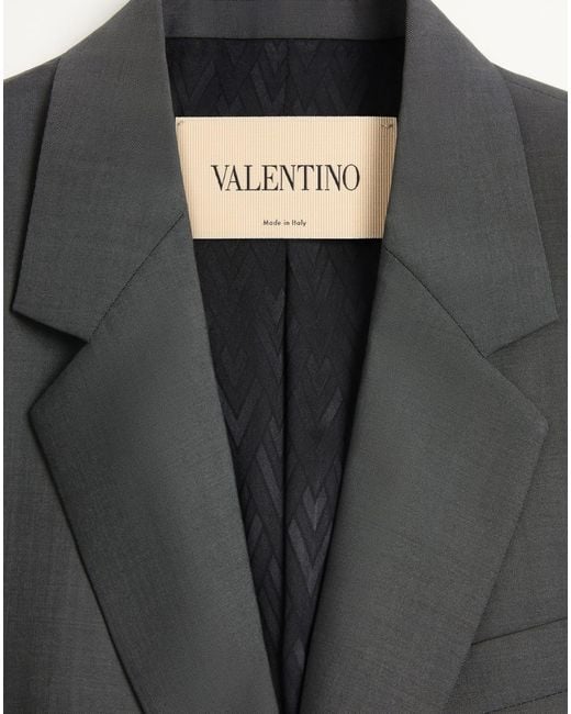 Valentino Gray Single-Breasted Bowling-Collar Blazer for men