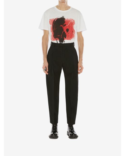 McQueen White Skull Printed T-Shirt for men