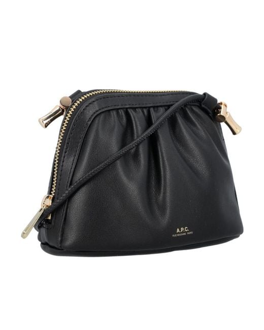 A.P.C. Black Ninon Small Drawstring Crossbody Bag