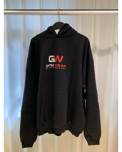 Balenciaga Black Gym Wear Print Hoodie for men