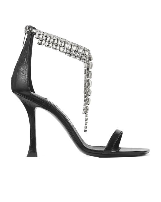 Jimmy Choo Metallic 100 Verity Embellished Strap Heeled Sandals