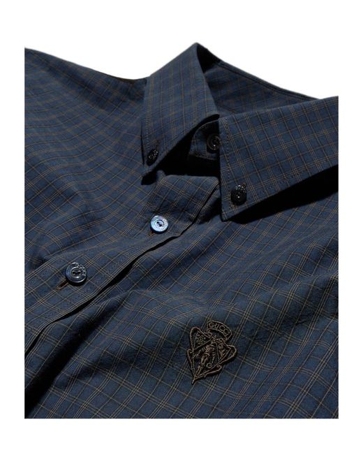 Gucci Blue Cropped Checked Cotton Poplin Shirt