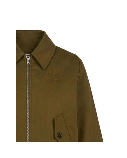 Closed Green Drawstring-Waist Zip-Up Jacket