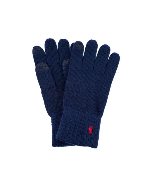 Polo Ralph Lauren Blue Ribbed Gloves for men