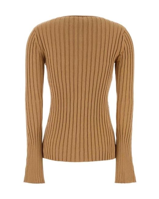 Stella McCartney Brown Ribbed-Knit Buttoned Cardigan