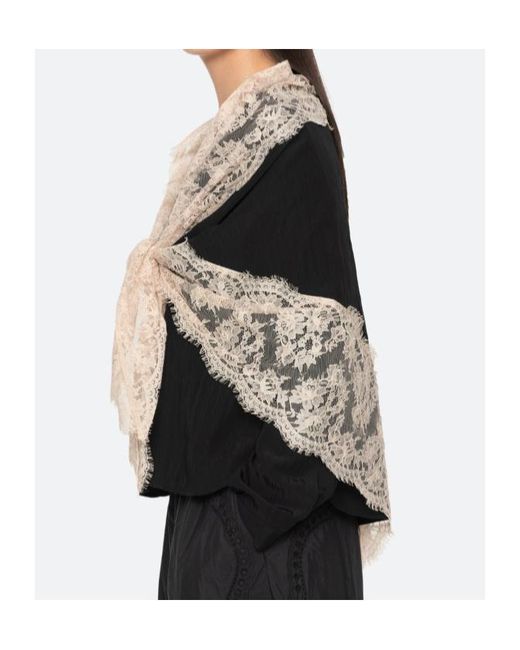Sea Black Lace-Trim Blouse