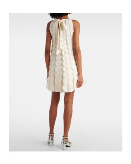 Oscar de la Renta White Abstract Brushstroke Midi Dress