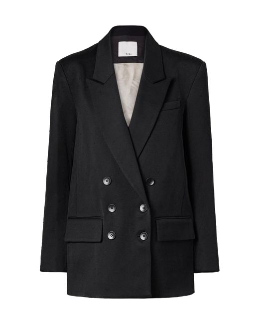 Tibi Black Cut-Out Double-Breasted Blazer