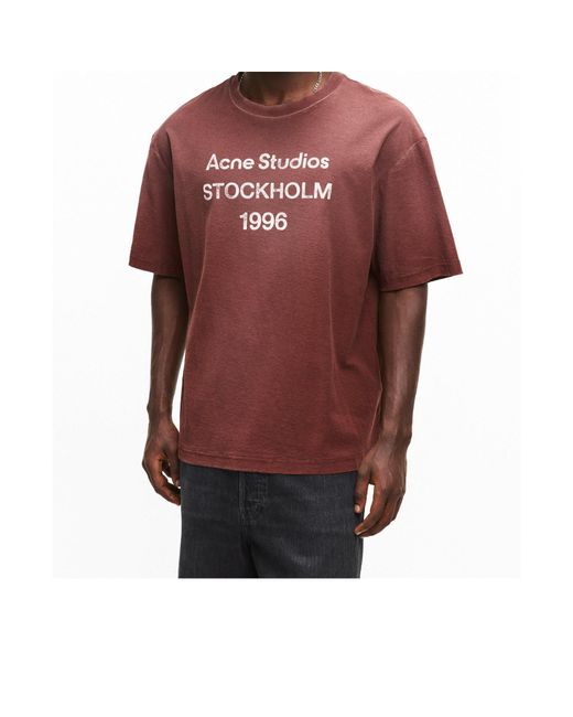 Acne Brown Logo T-Shirt for men