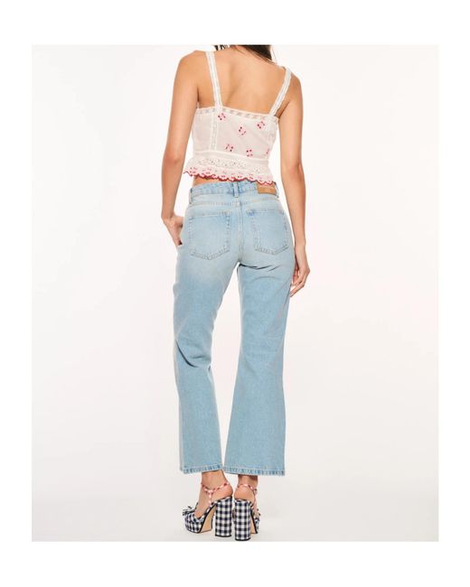 LoveShackFancy Blue Cherry Embroidered Jeans