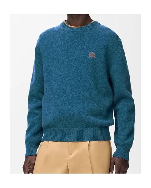 Loewe Blue Logo Embroidered Crewneck Jumper for men