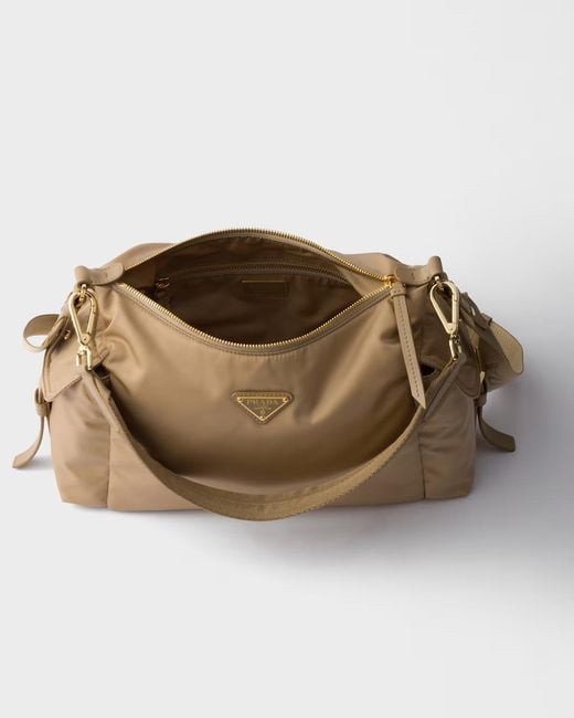 Prada Natural Explore Large Re-Nylon And Leather Bag
