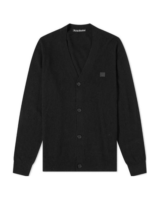 Acne Black Logo Patch Knitted Cardigan for men