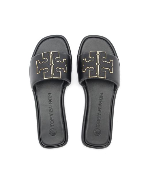 Tory Burch White Double T Sport Slides
