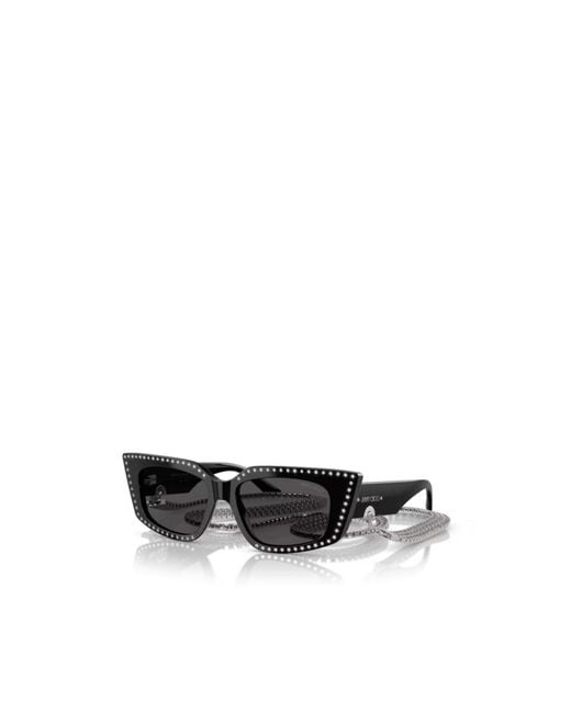 Jimmy Choo White Embellished Cat-Eye Sunglasses