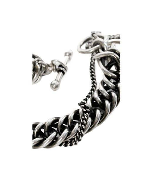 Ann Demeulemeester Metallic Hinna Double Chains Bracelet for men